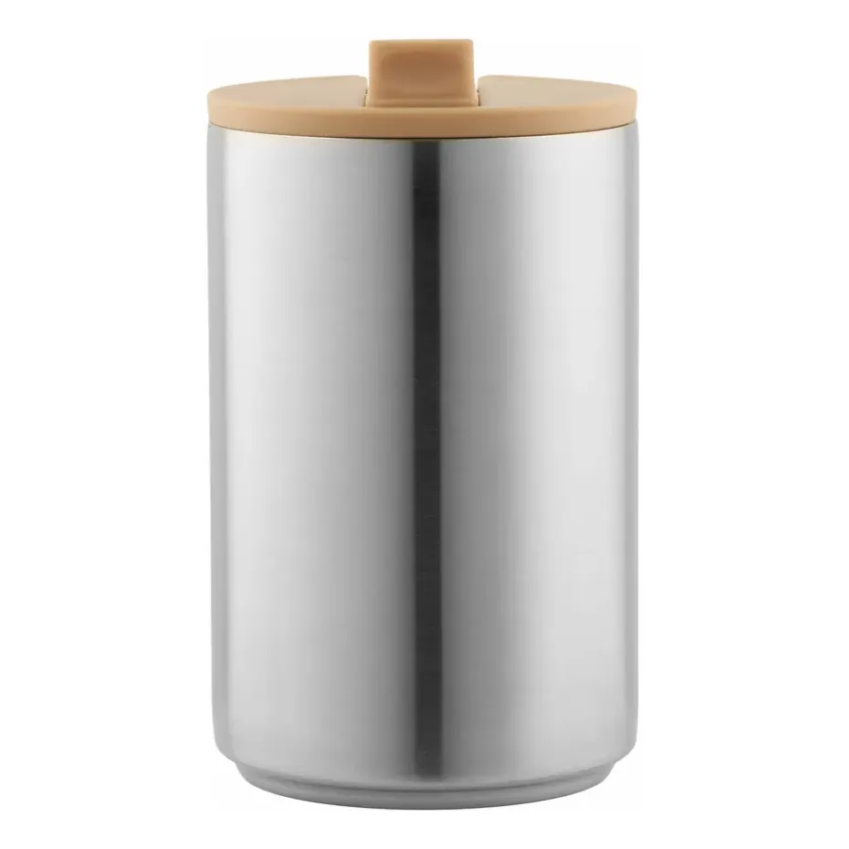 Tasse isotherme Design Letters, Brushed steel-beige