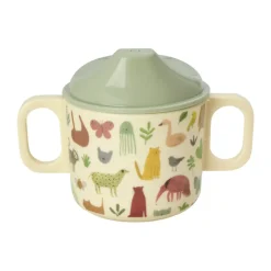 Tasse pour enfant Rice avec deux poignées 20 cl, Sweet Jungle Print-Cream