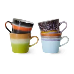 Tasses à cappuccino 70's Lot de 4, Solid