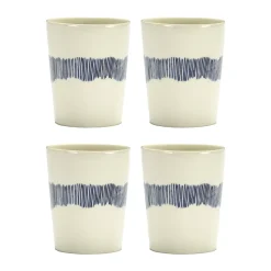 Tasses à thé Ottolenghi Feast 33 cl lot de 4, White stripes-blue