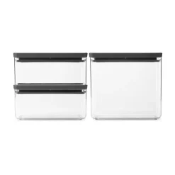 TASTY+ boîte empilable 3 parties 2x1,5 L+3,5 L, Gris foncé