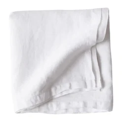 Tell Me More nappe en lin 145x145 cm, Blanchi blanc