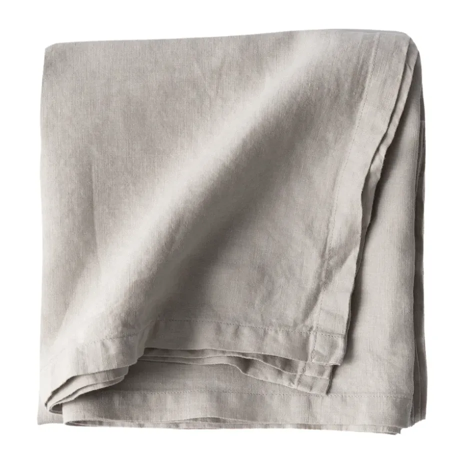 Tell Me More nappe en lin 145x145 cm, Gris chaud