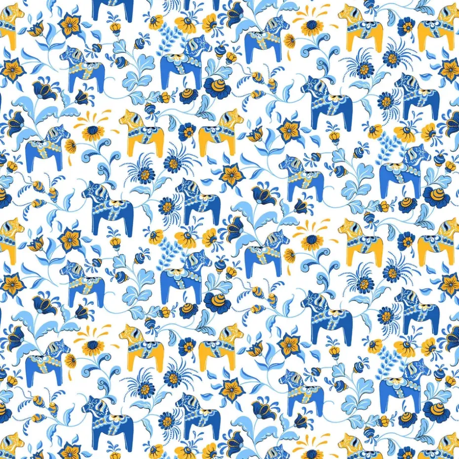 Tissu Leksand mini, Jaune-bleu