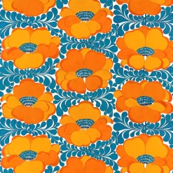 Tissu Love, Bleu-orange