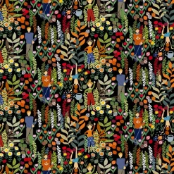 Tissu Trädgård, Noir-multi