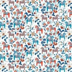 Toile cirée Leksand, Bleu-Orange