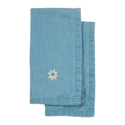 Torchon de cuisine Eden denim 50x70 cm lot de 2, Bleu