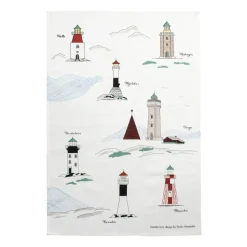 Torchon de cuisine "Phares suédois" 47x70 cm, Blanc-multi