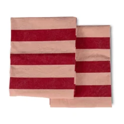 Torchon Leya Stripe 50x70 cm, lot de 2, Rouge-rose