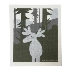 Torchon Älg 17.2x20 cm, Vert-argent-blanc