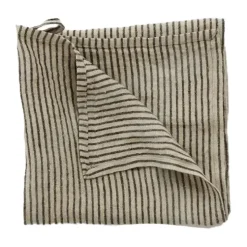 Torchon Stripe en lin 45x65 cm, Noir-sable