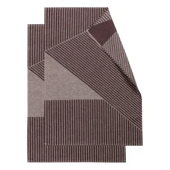 Torchon Stripes 47x70 cm Lot de 2, Marron-blanc