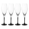 Verre à champagne Manufacture Rock 26 cl, lot de 4, Transparent-noir