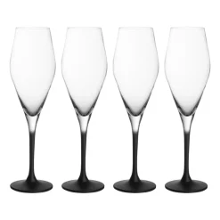 Verre à champagne Manufacture Rock 26 cl, lot de 4, Transparent-noir