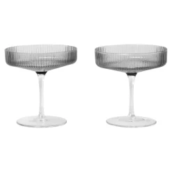 Verre à champagne Ripple lot de 2, smoked grey