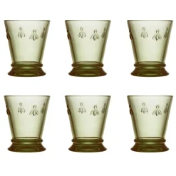 Verres à eau Abeille 26 cl, lot de 6, Vert olive