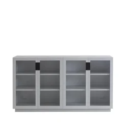 Vitrine Frame 160 Medium, light grey, portes vitrées, 42 cm, black