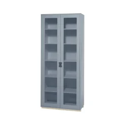 Vitrine haute Snö F, Nordic blue, support en bouleau, dj.30 cm