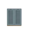Vitrine Snö E, Nordic blue, support en chêne, dj.42 cm