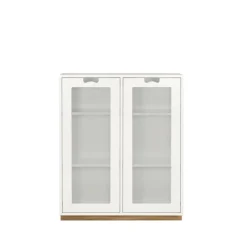 Vitrine Snö E, White, support en chêne, dj.30 cm