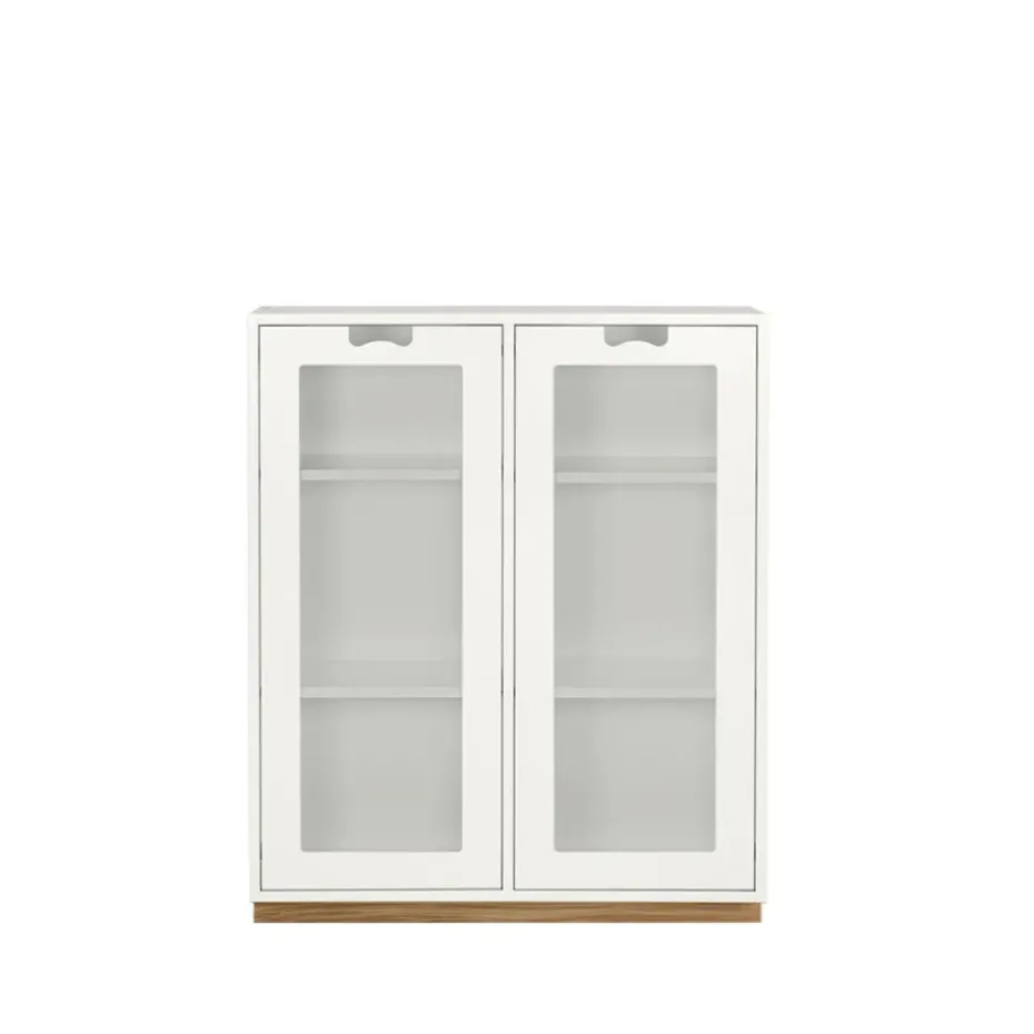 Vitrine Snö E, White, support en chêne, dj.30 cm