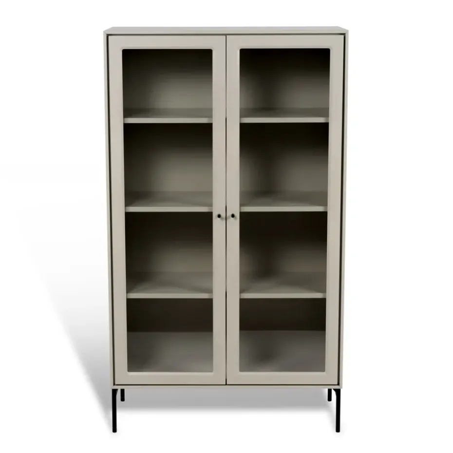 Vitrine Volt 130 cm beige, Détails en noir