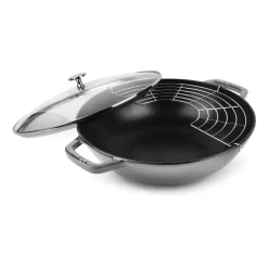 Wok avec couvercle en verre Ø30 cm 4,4 L, Gris