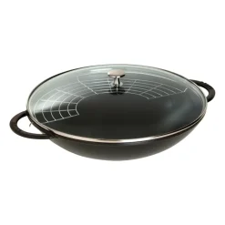 Wok avec couvercle en verre Ø37 cm 5,7 L, Noir